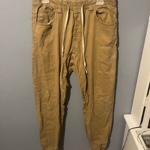 Men's Tan Jogger Pants with Drawstring Waist